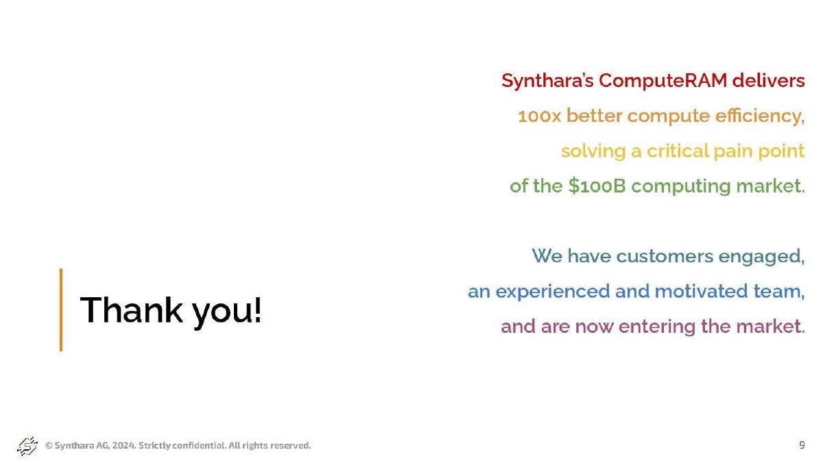 Synthara pitch deck slide 11 of 11