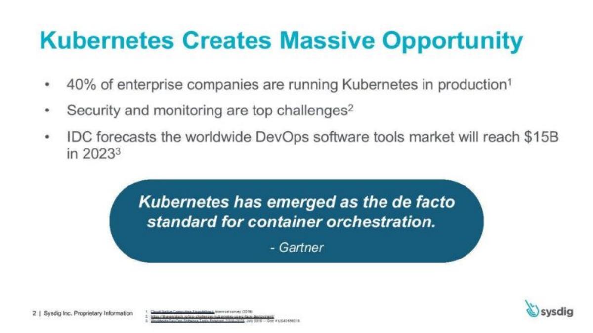 Sysdig pitch deck slide 2 of 13