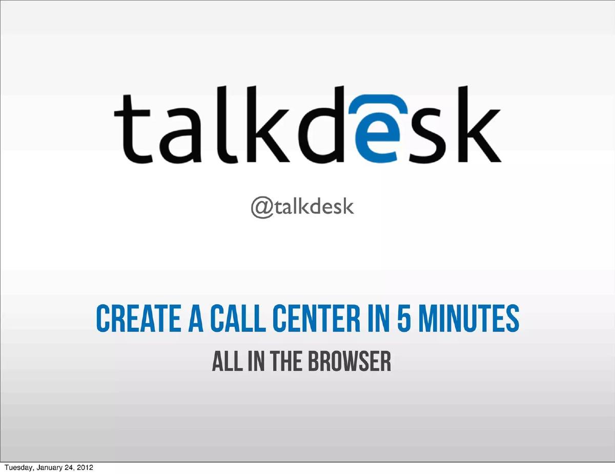 Talkdesk pitch deck slide 1 of 27