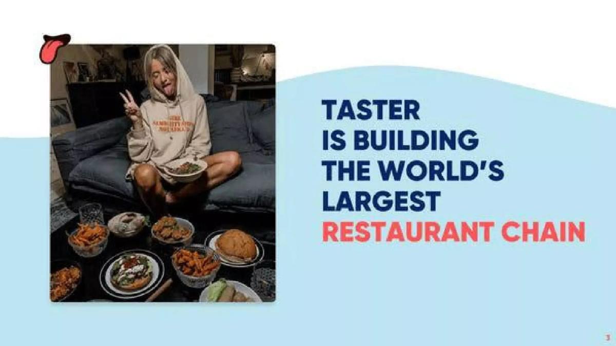 Taster pitch deck slide 3 of 13