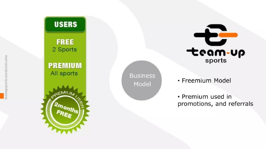 Team Up Sports pitch deck business model slide 7