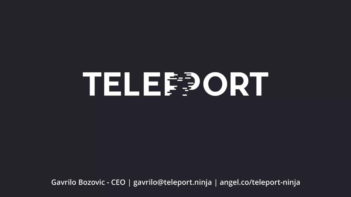 Teleport pitch deck slide 1 of 9