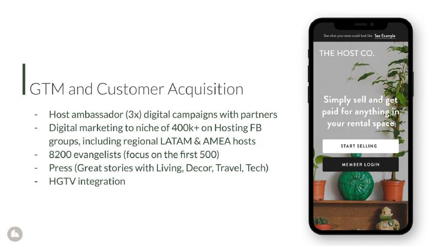 The Host Co pitch deck go-to-market slide 9