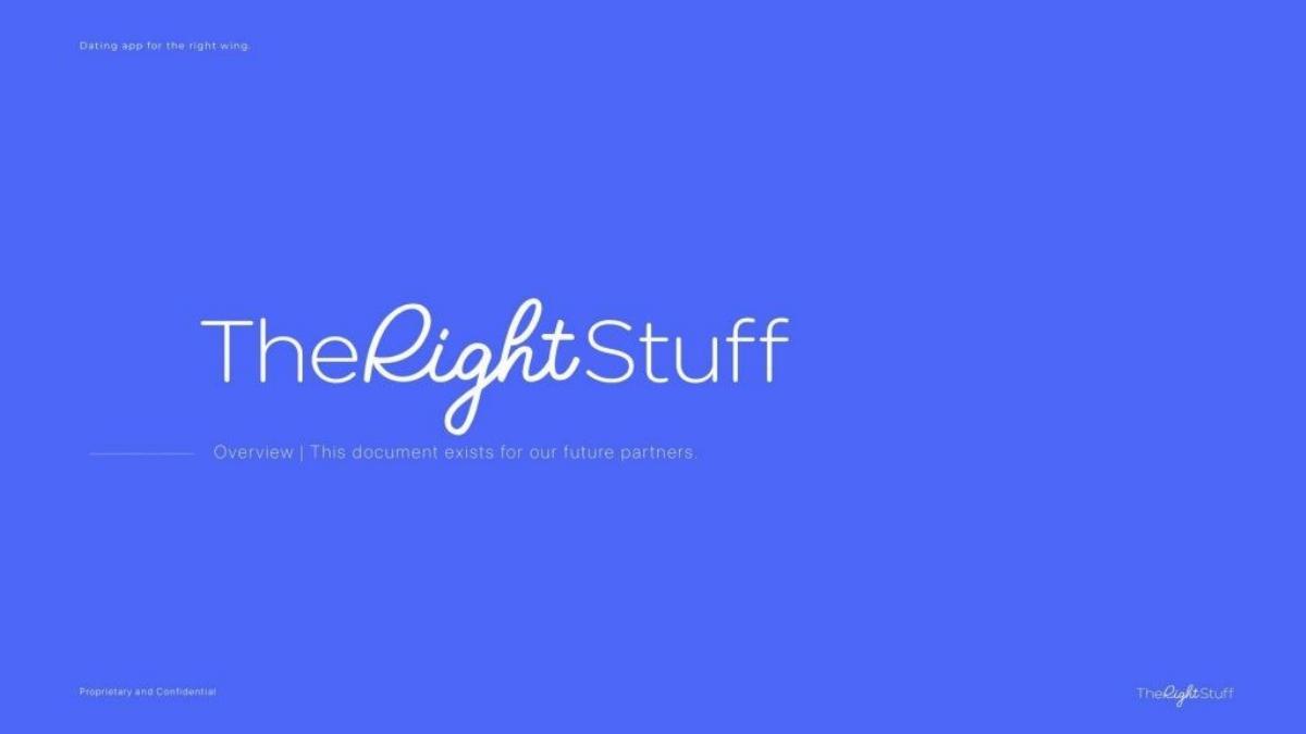 The Right Stuff pitch deck slide 1 of 12