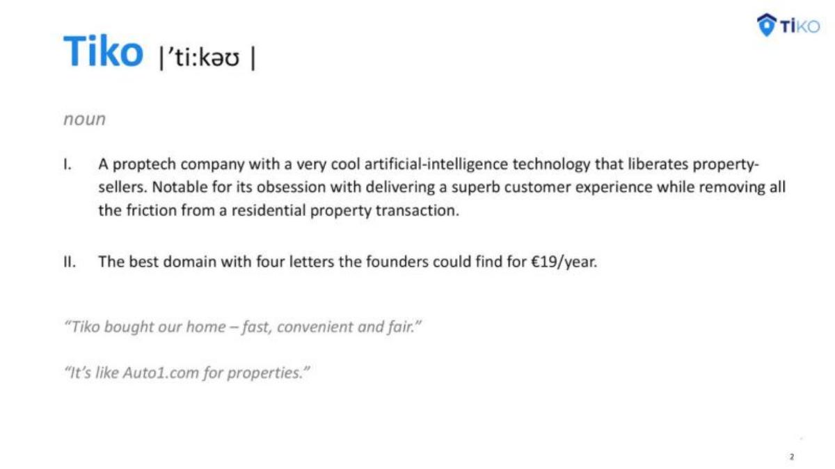 Tiko pitch deck slide 2 of 20