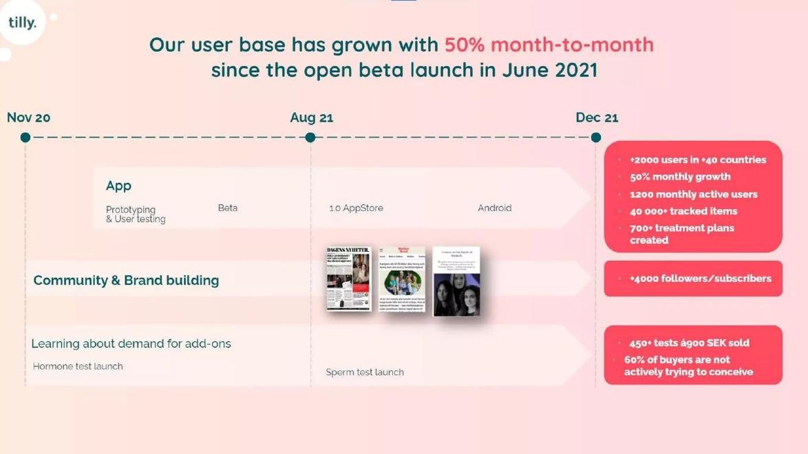 Tilly pitch deck Current user or customer breakdown slide 8