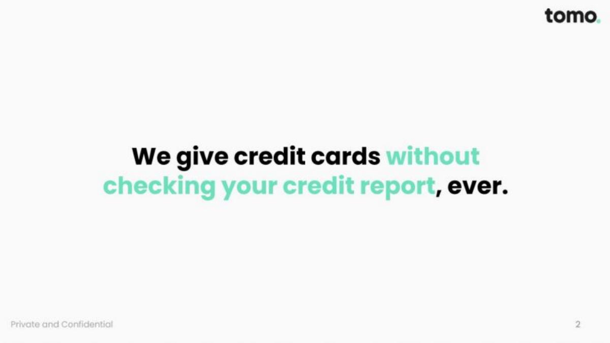 TomoCredit pitch deck slide 2 of 18