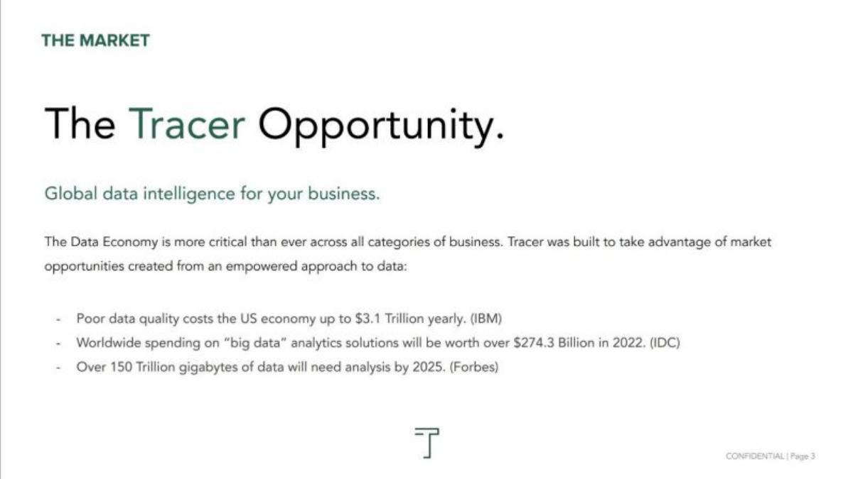 Tracer pitch deck slide 2 of 10