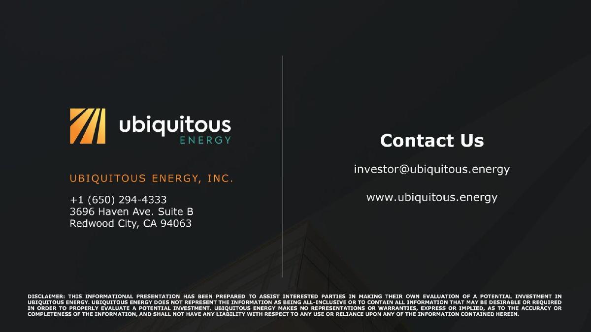 Ubiquitous Energy pitch deck slide 9 of 9