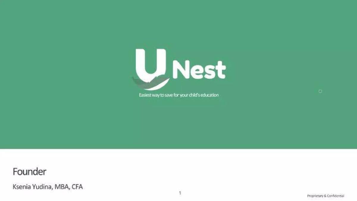 UNest pitch deck slide 1 of 15