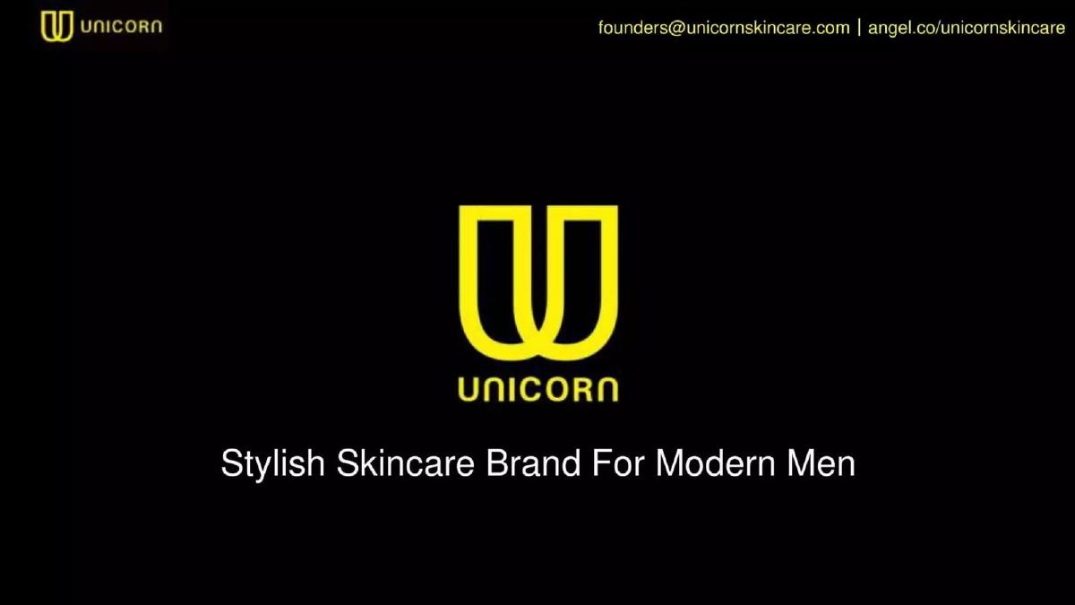 Unicorn Skincare pitch deck slide 1 of 8