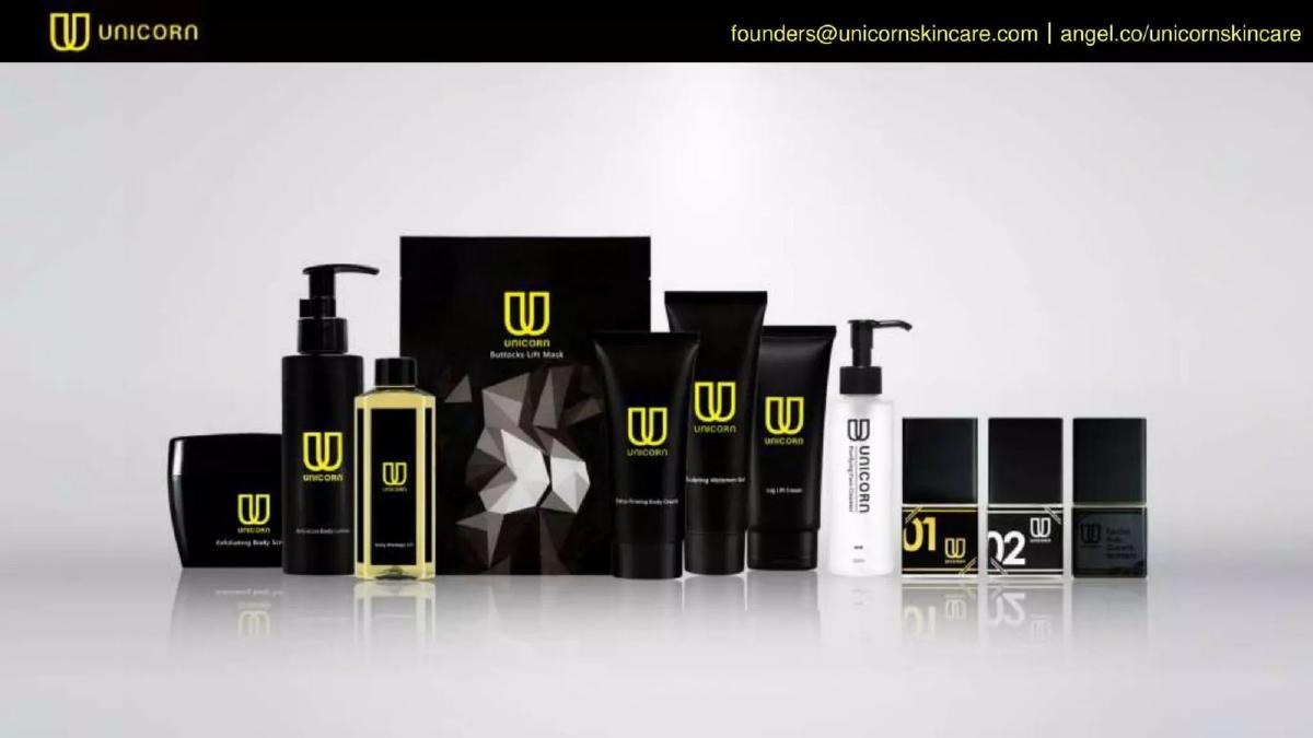 Unicorn Skincare pitch deck slide 5 of 8