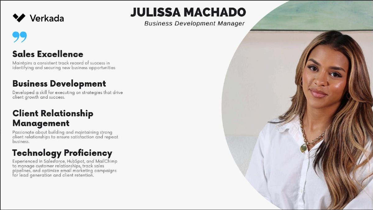Julissa Machado (Personal Pitch) pitch deck slide 3 of 7