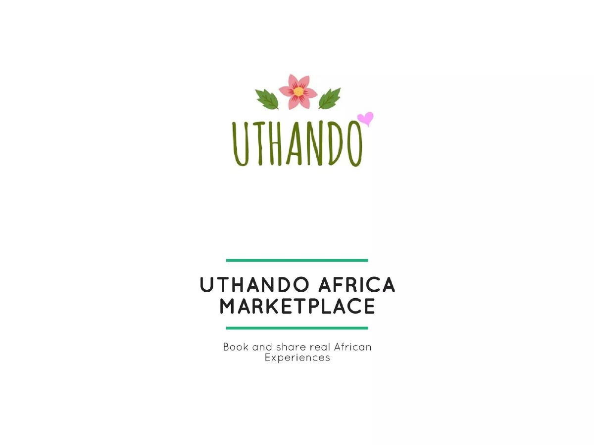 Uthando African Experiences pitch deck slide 1 of 21