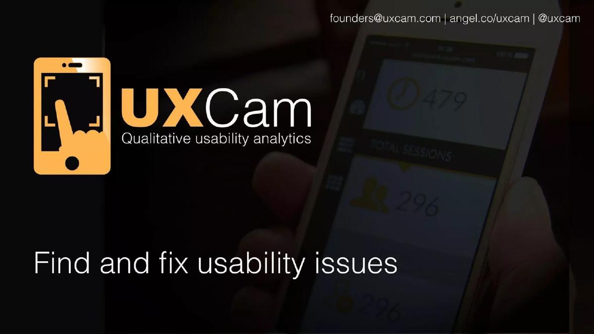 UXCam pitch deck slide 1 of 9