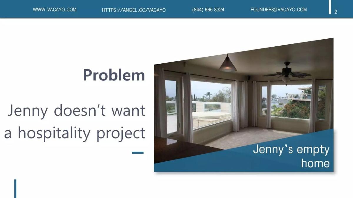 Vacayo pitch deck slide 2 of 11