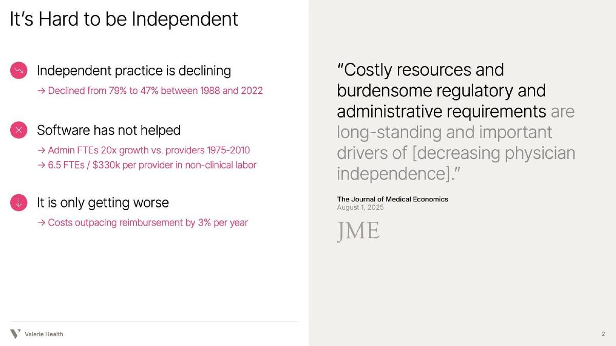 Valerie Health pitch deck slide 2 of 13