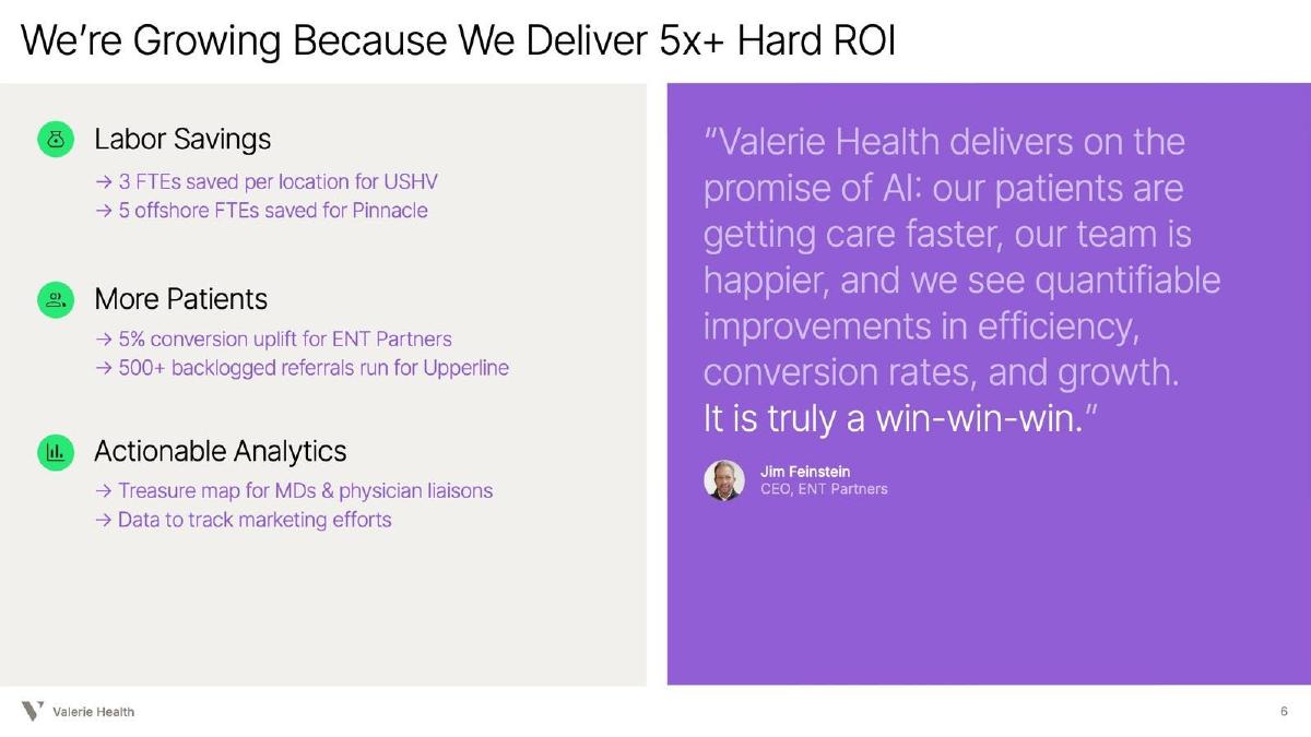 Valerie Health pitch deck slide 6 of 13