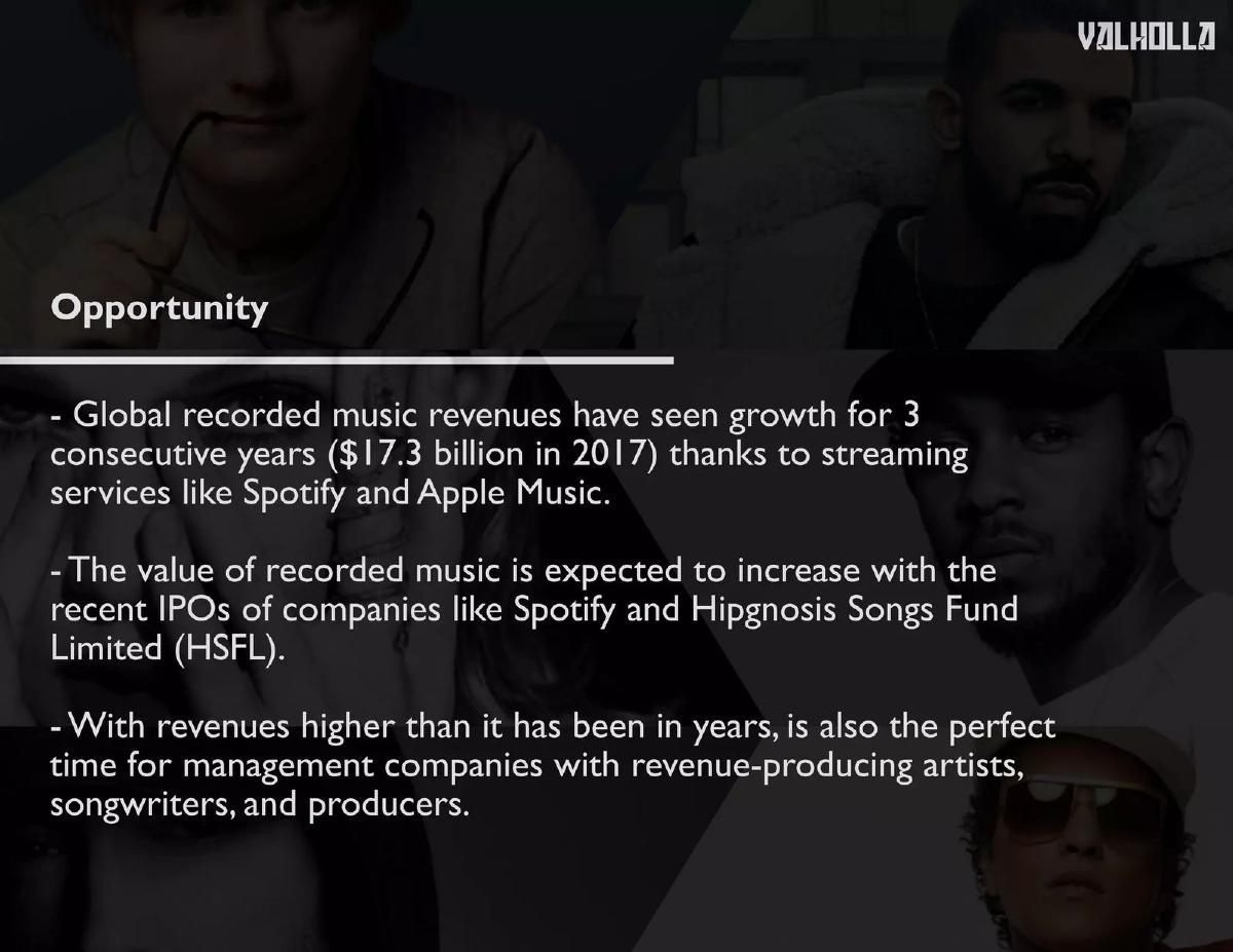 Valholla Entertainment pitch deck slide 3 of 8