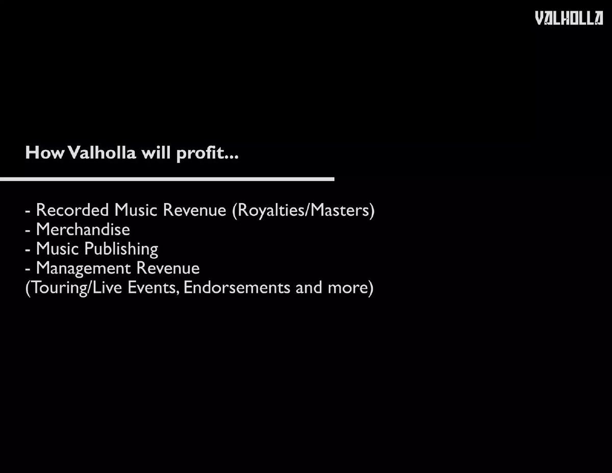 Valholla Entertainment pitch deck slide 5 of 8