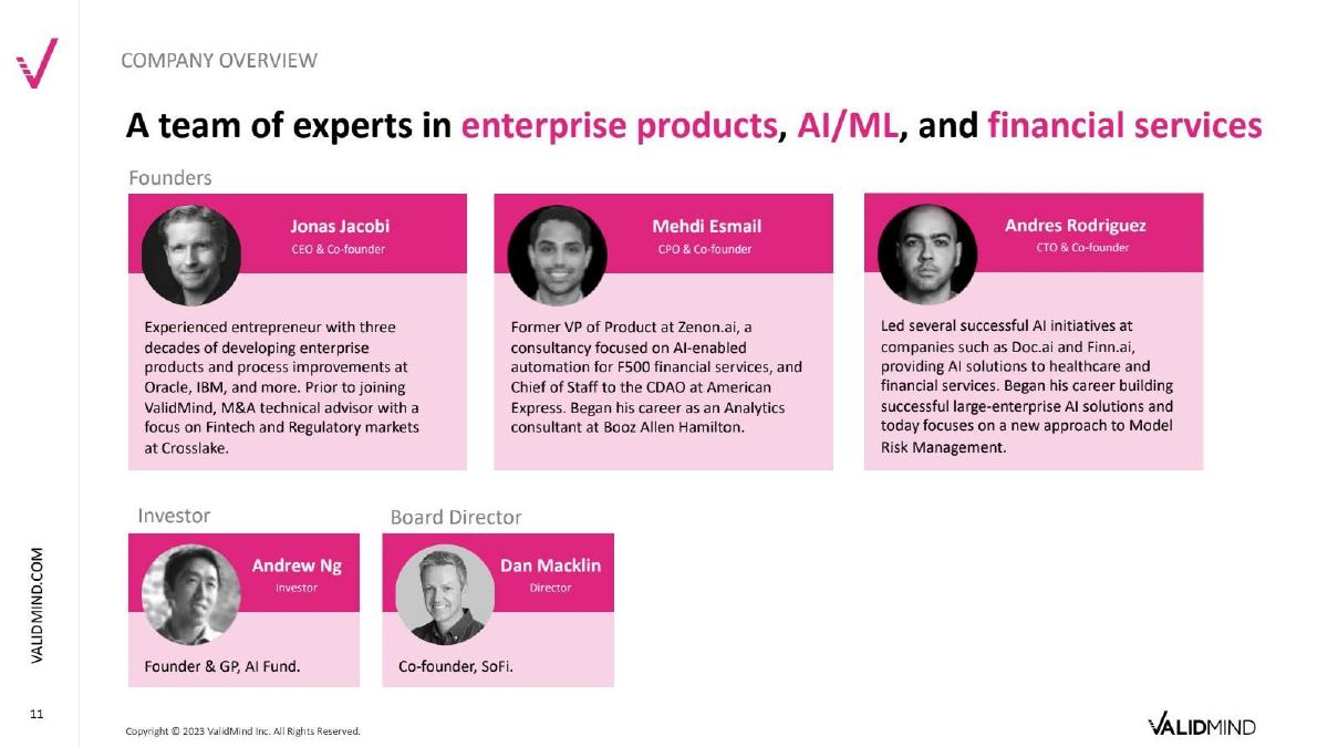 ValidMind pitch deck slide 11 of 12