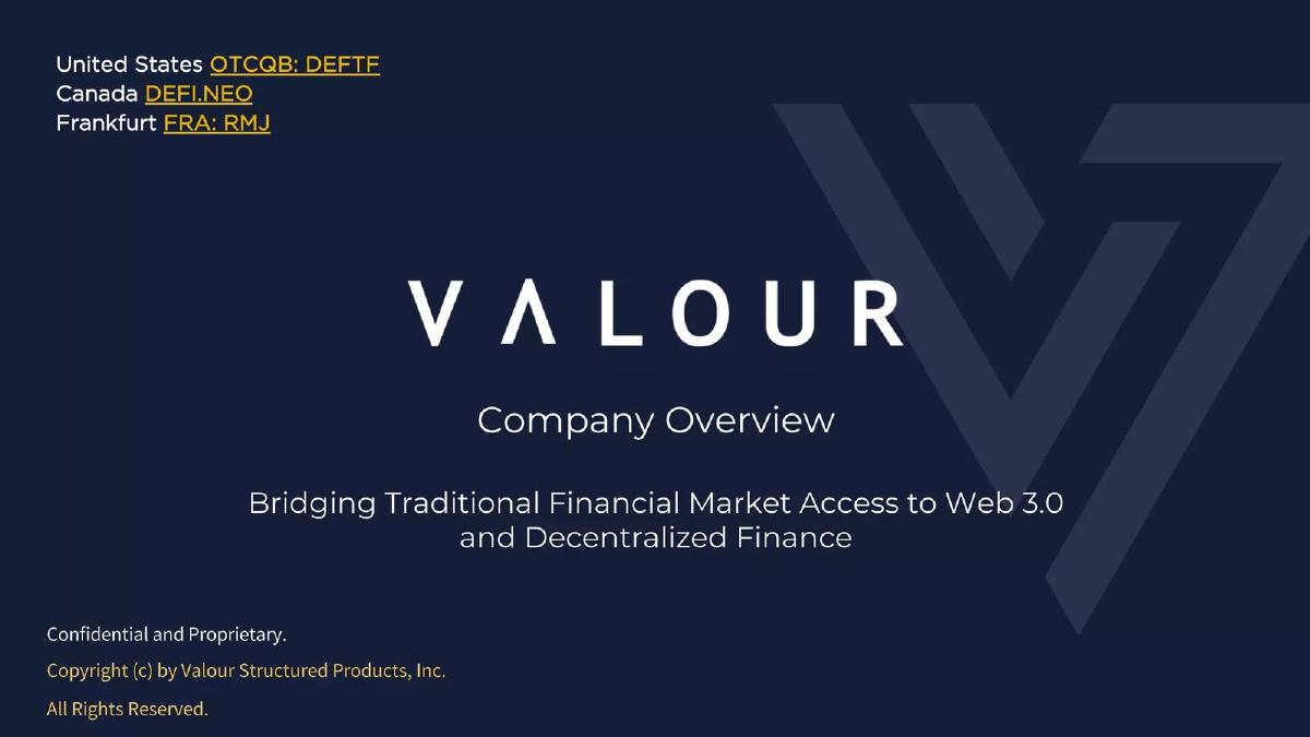 Valour pitch deck slide 1 of 25