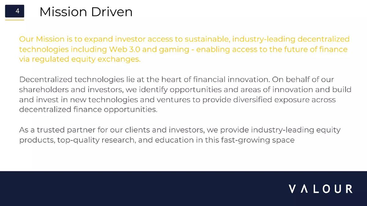 Valour pitch deck slide 4 of 25