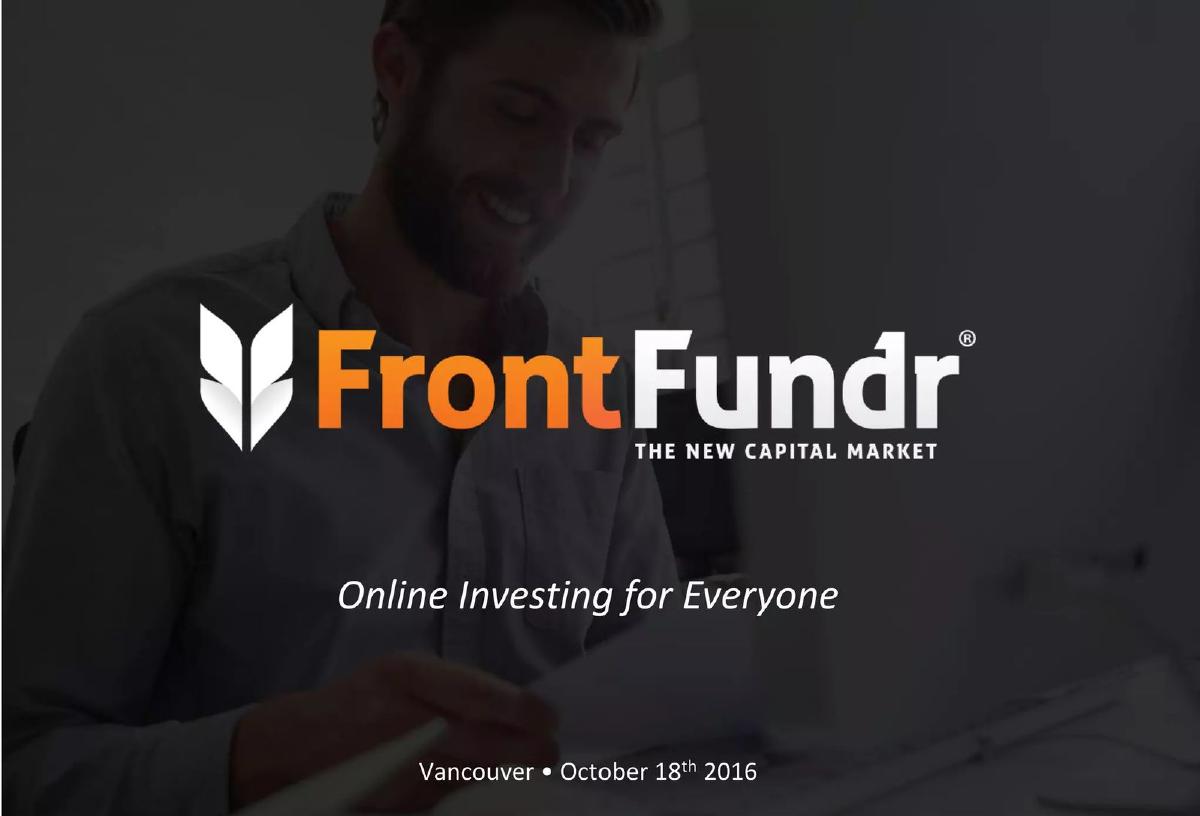 FrontFundr (Silver Maple Ventures Inc.) pitch deck slide 1 of 22
