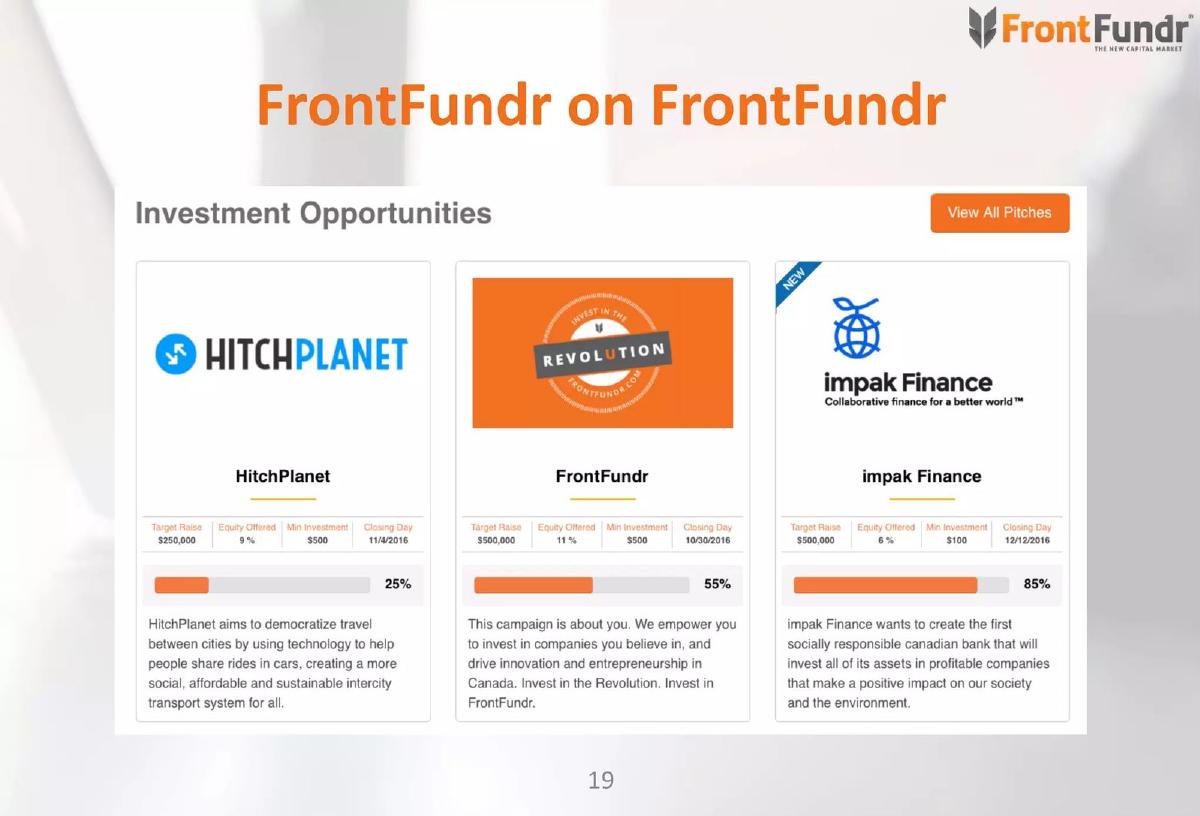 FrontFundr (Silver Maple Ventures Inc.) pitch deck slide 19 of 22