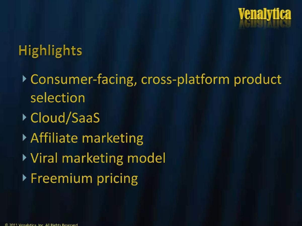 Venalytica pitch deck slide 2 of 29