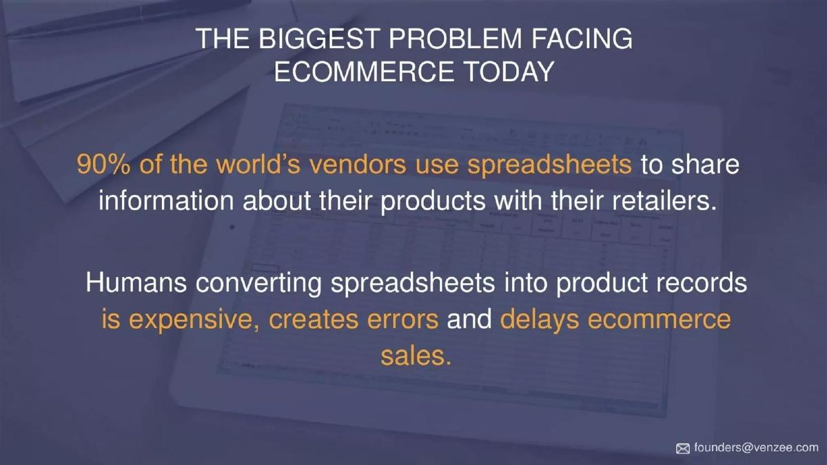 Venzee pitch deck slide 2 of 7