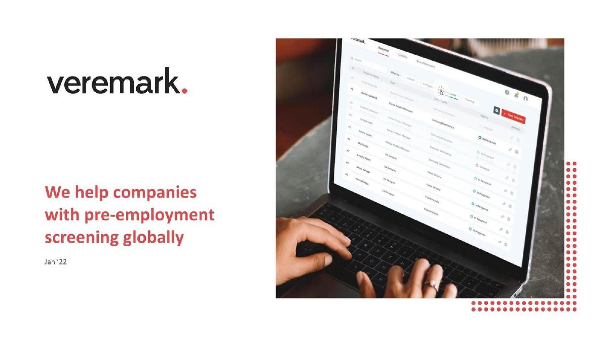 Veremark pitch deck slide 1 of 17