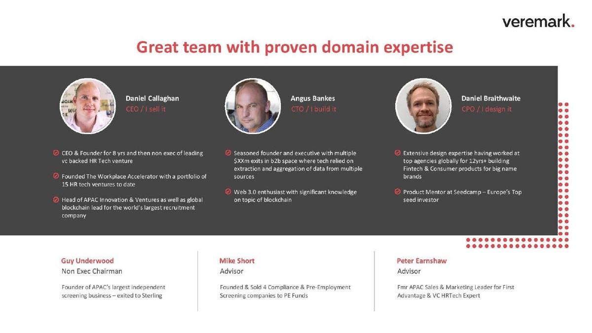 Veremark pitch deck slide 2 of 17