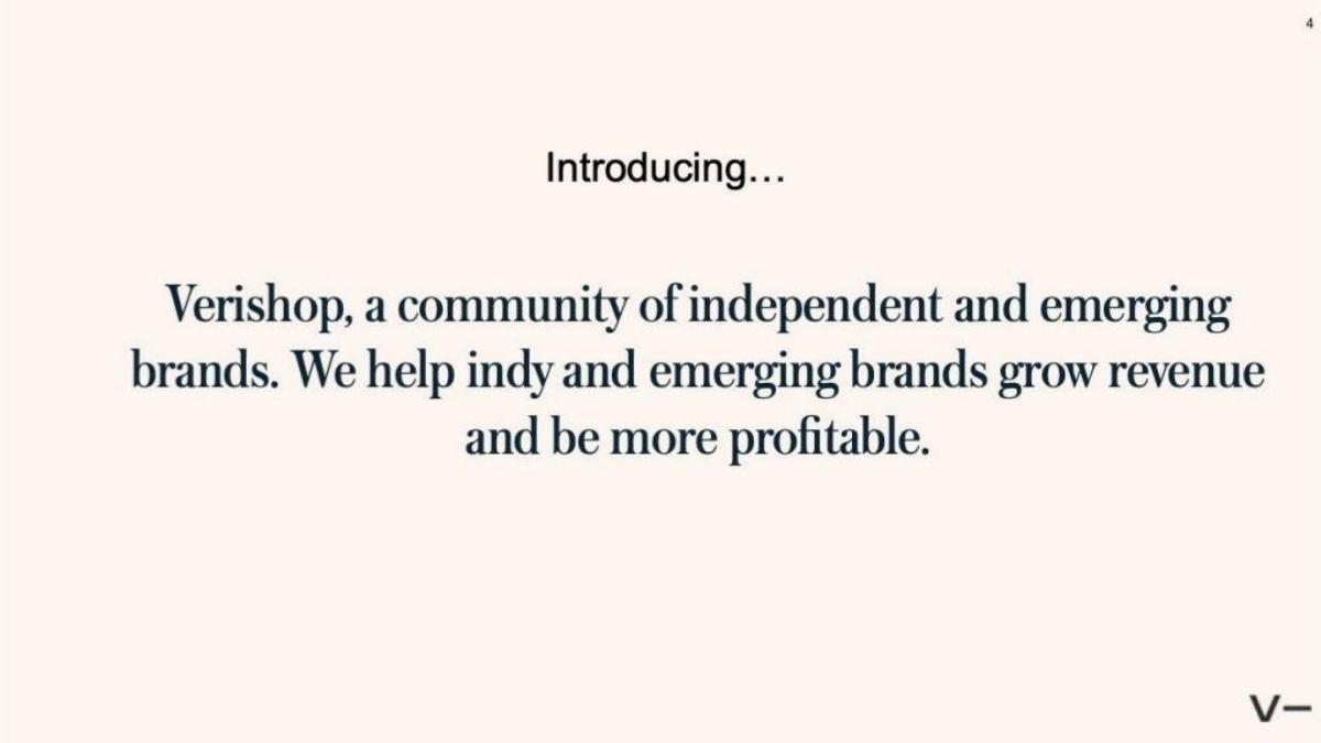 Verishop pitch deck slide 4 of 17