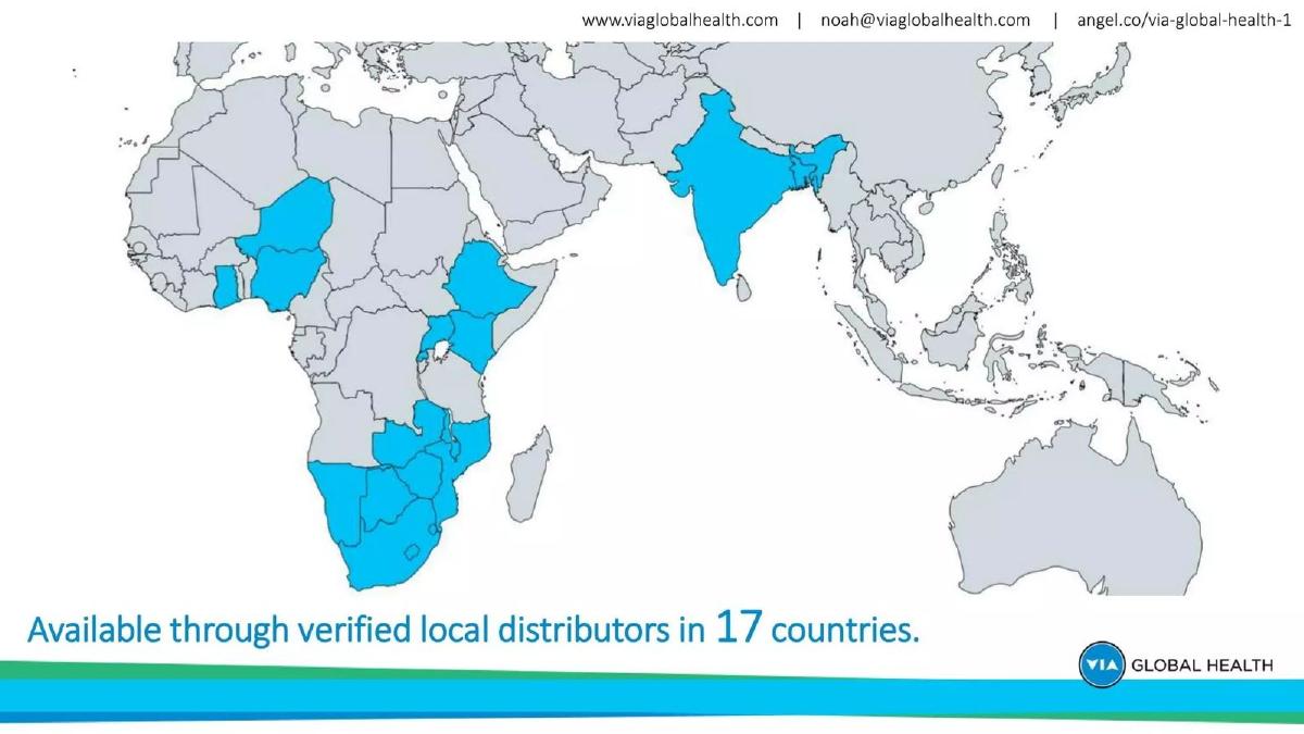 VIA Global Health pitch deck slide 5 of 8