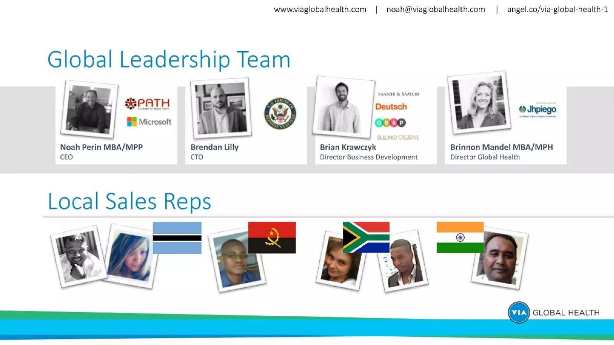 VIA Global Health pitch deck slide 6 of 8
