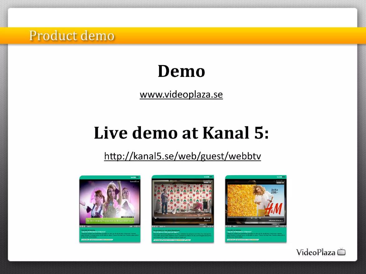 VideoPlaza pitch deck Demo link slide slide 7