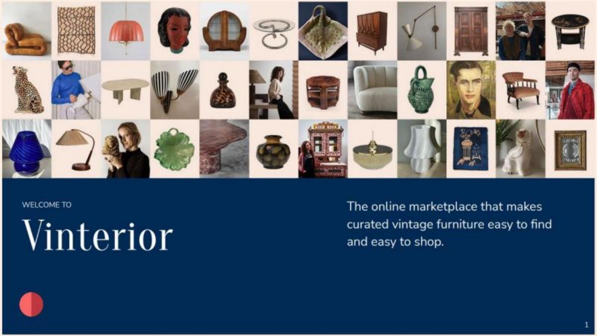Vinterior pitch deck slide 1 of 13