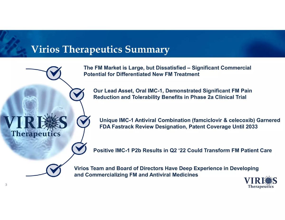 Virios Therapeutics, Inc. pitch deck slide 3 of 19