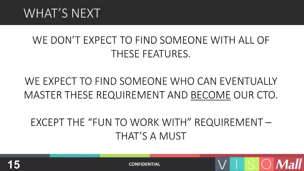 Visomall pitch deck slide 15 of 16