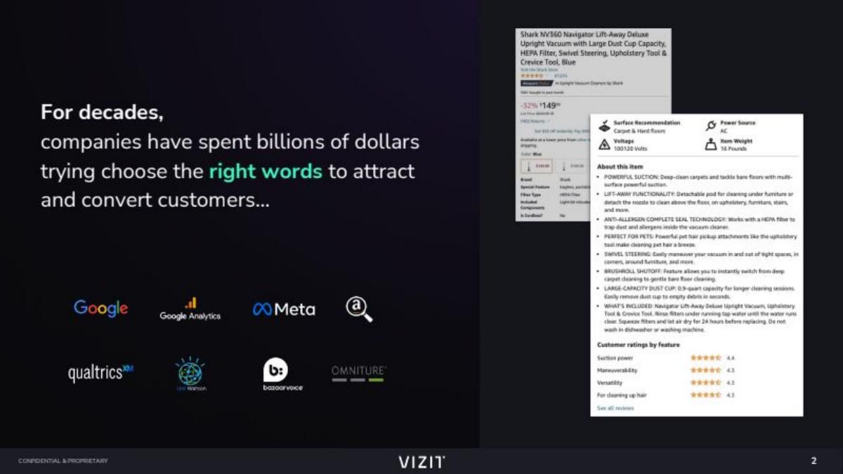 Vizit pitch deck slide 2 of 19