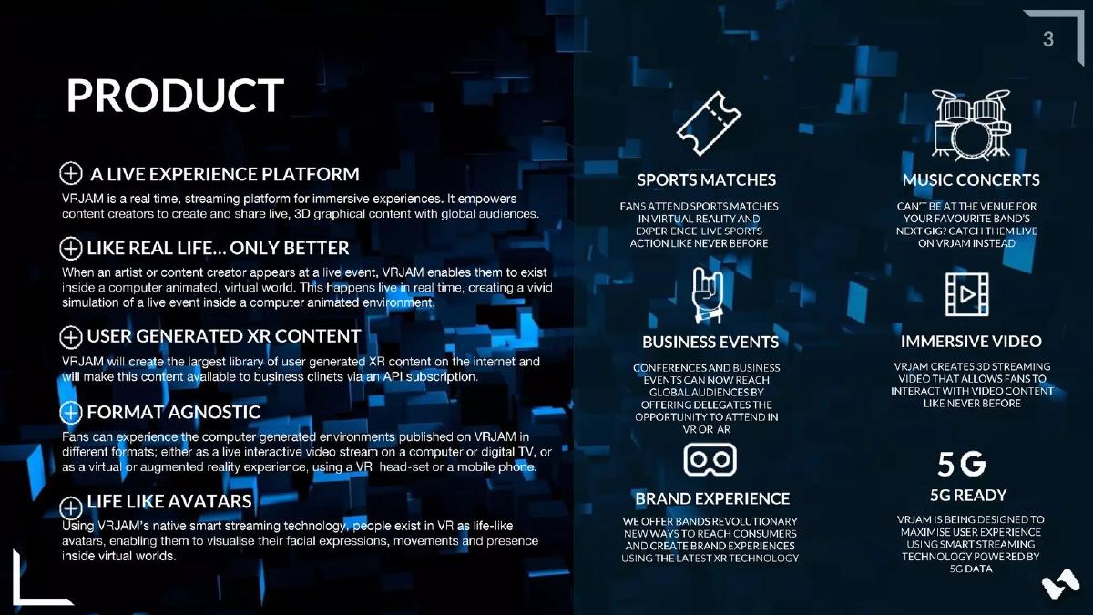VRJAM pitch deck slide 3 of 14