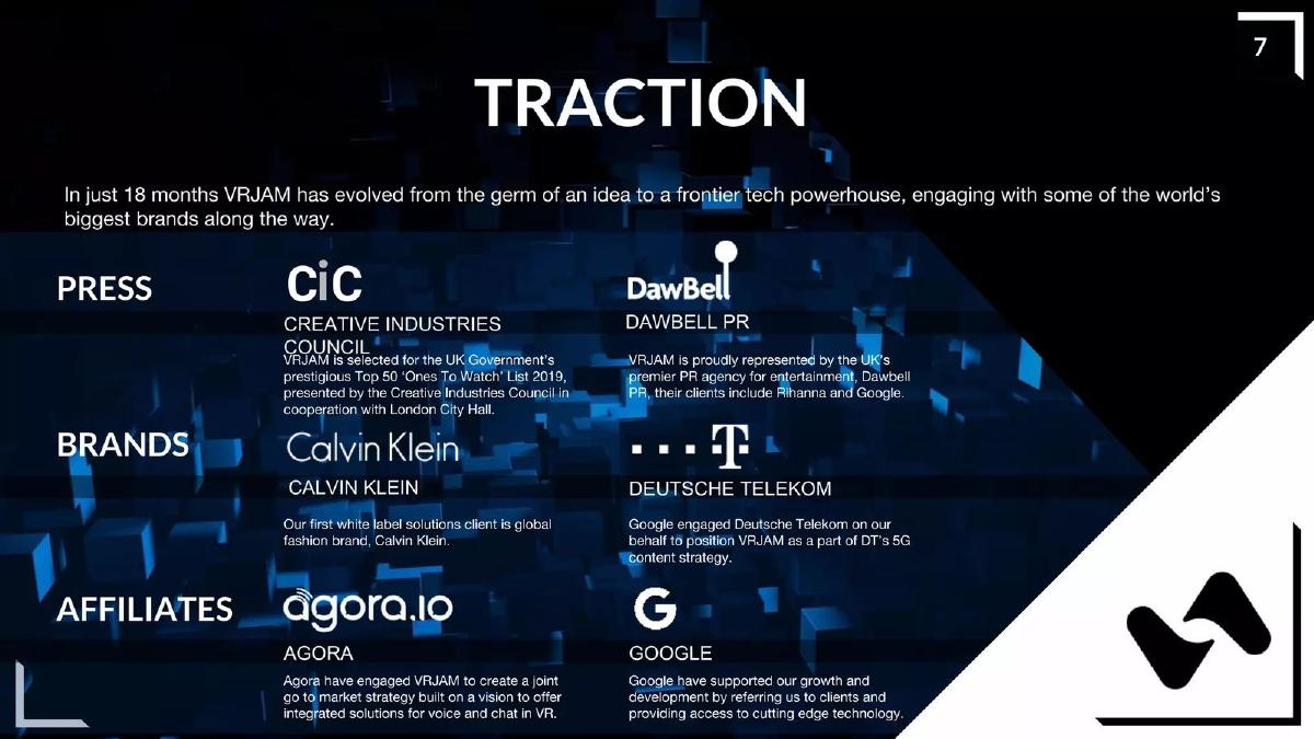 VRJAM pitch deck slide 7 of 14