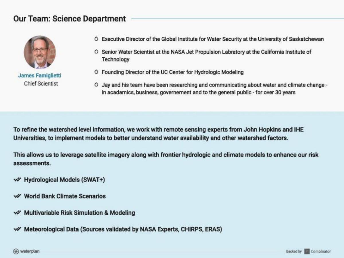 Waterplan pitch deck slide 5 of 14