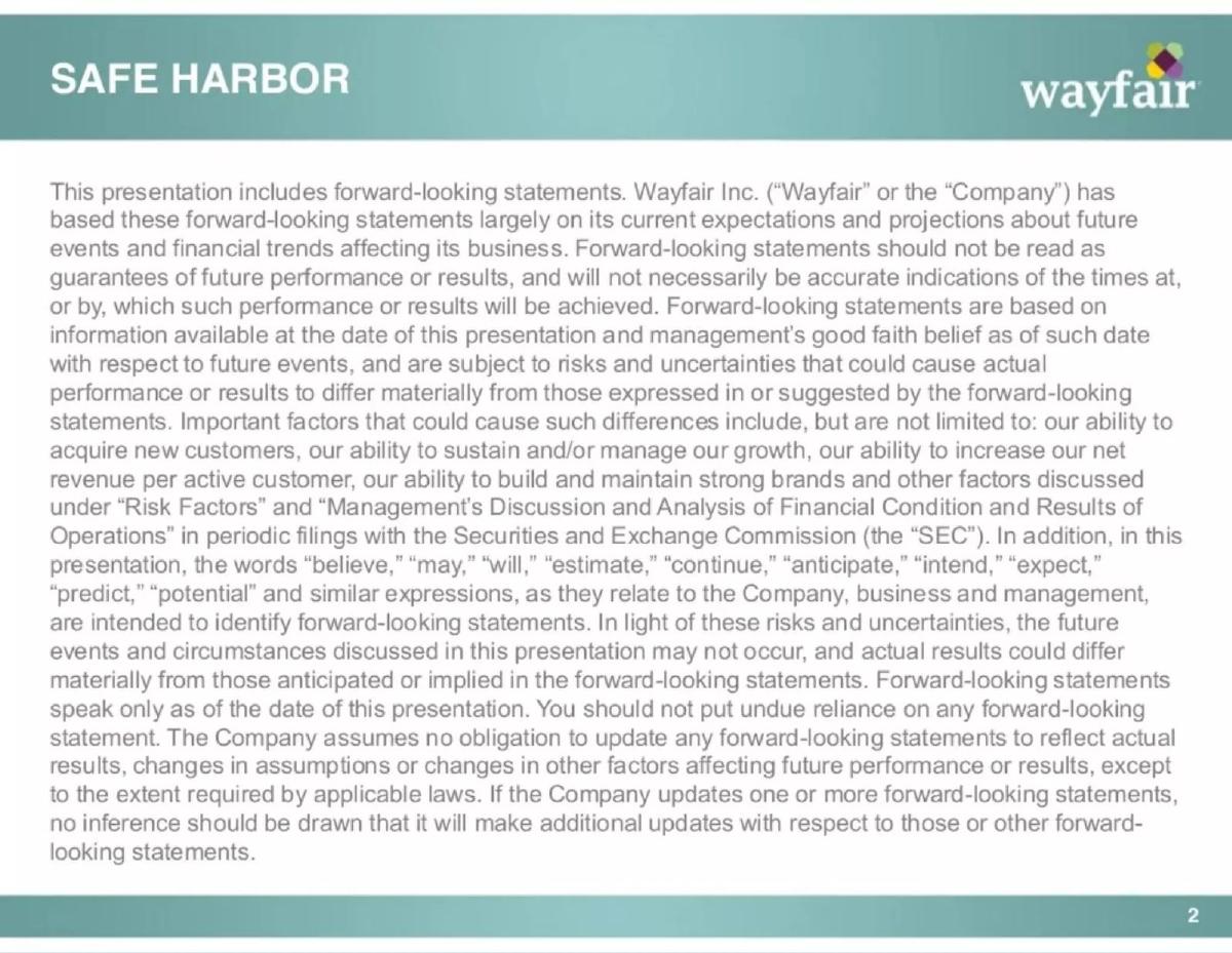 Wayfair pitch deck slide 2 of 26
