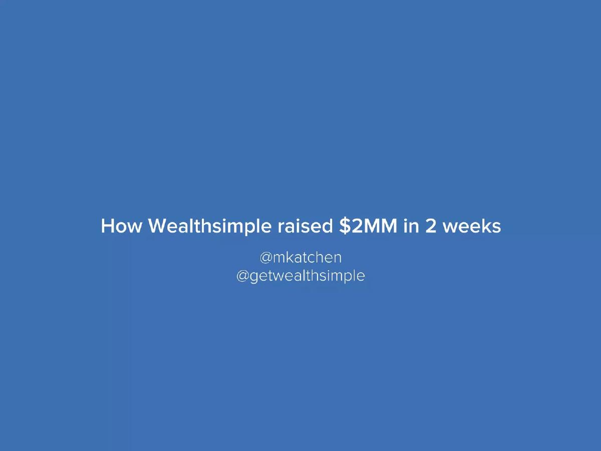 Wealthsimple pitch deck slide 1 of 24