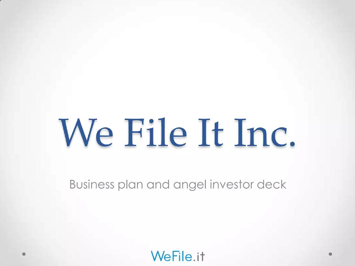 WeFile.it Inc. pitch deck slide 1 of 37