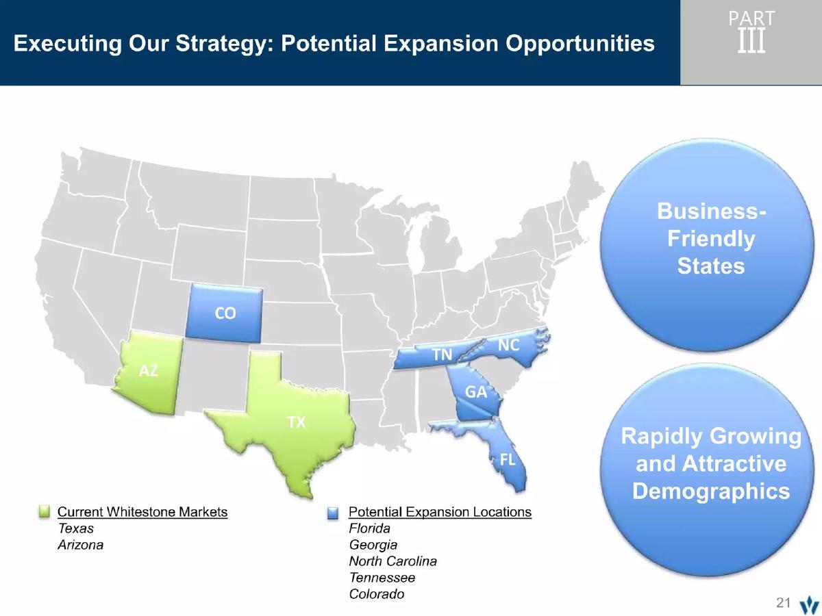 Whitestone REIT pitch deck slide 21 of 41