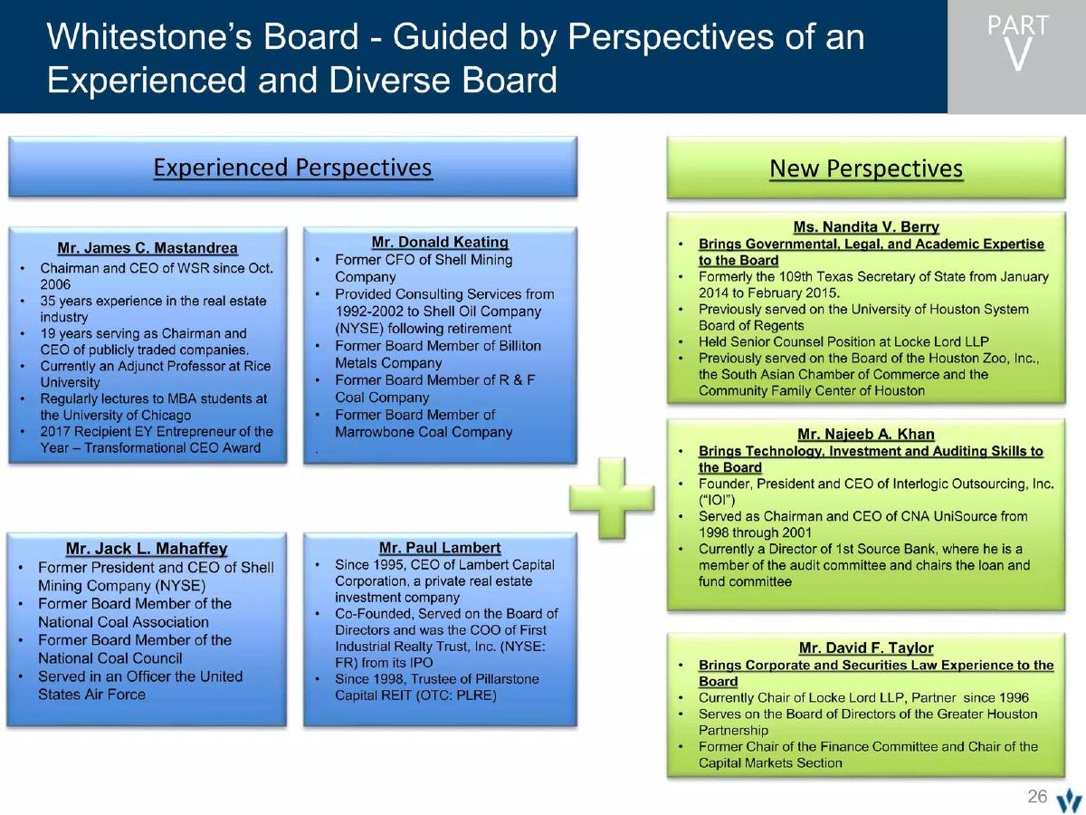 Whitestone REIT pitch deck slide 26 of 41