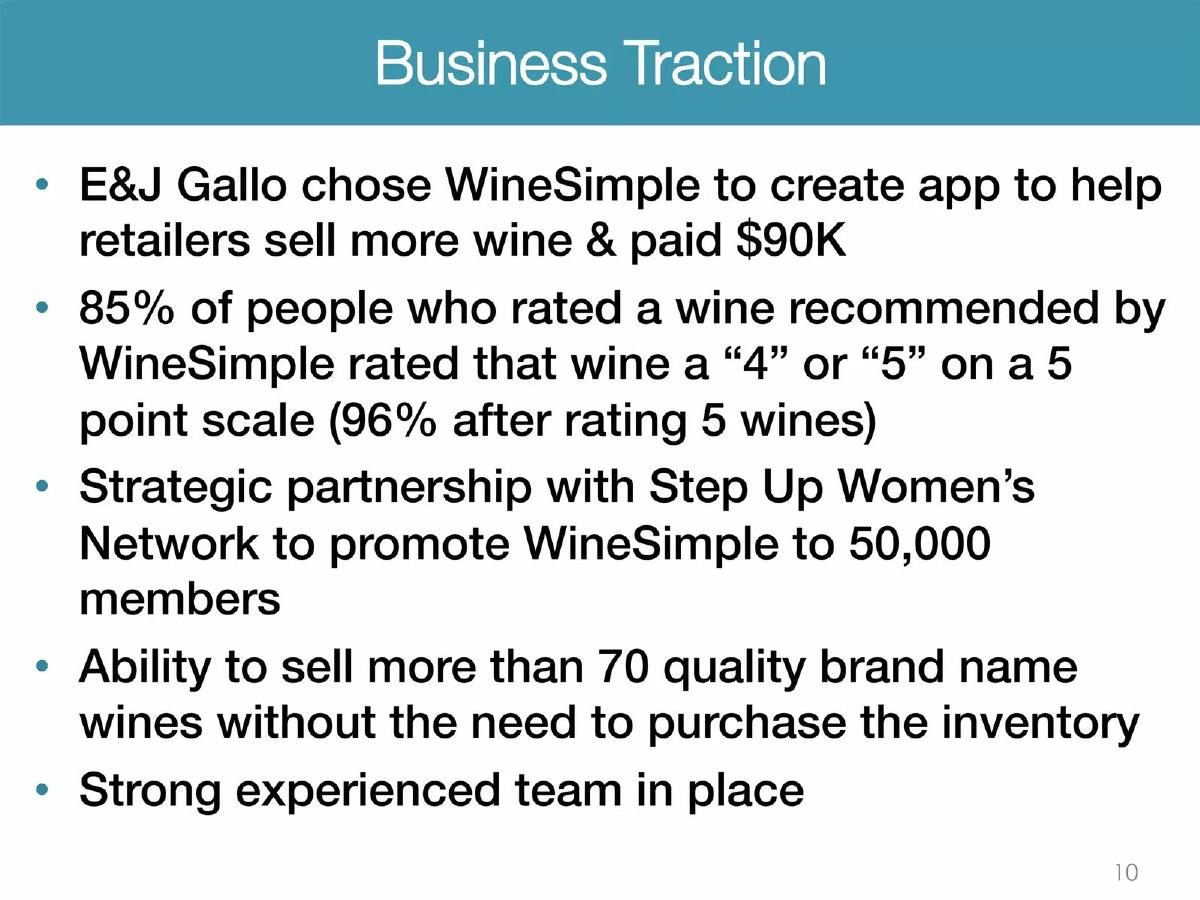 WineSimple pitch deck slide 10 of 16